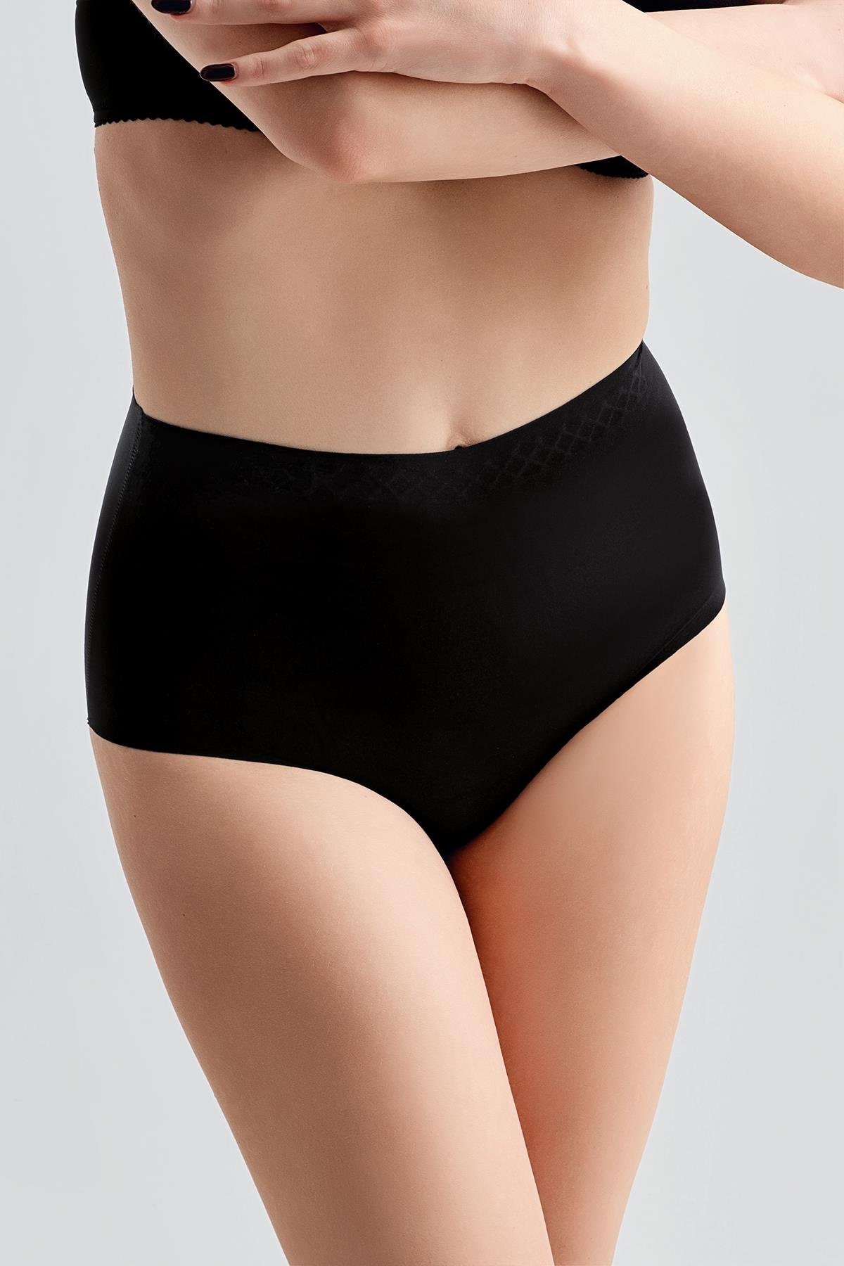 Plus Size Non-Slip High-Waisted Laser Cut Panties C19201 Black