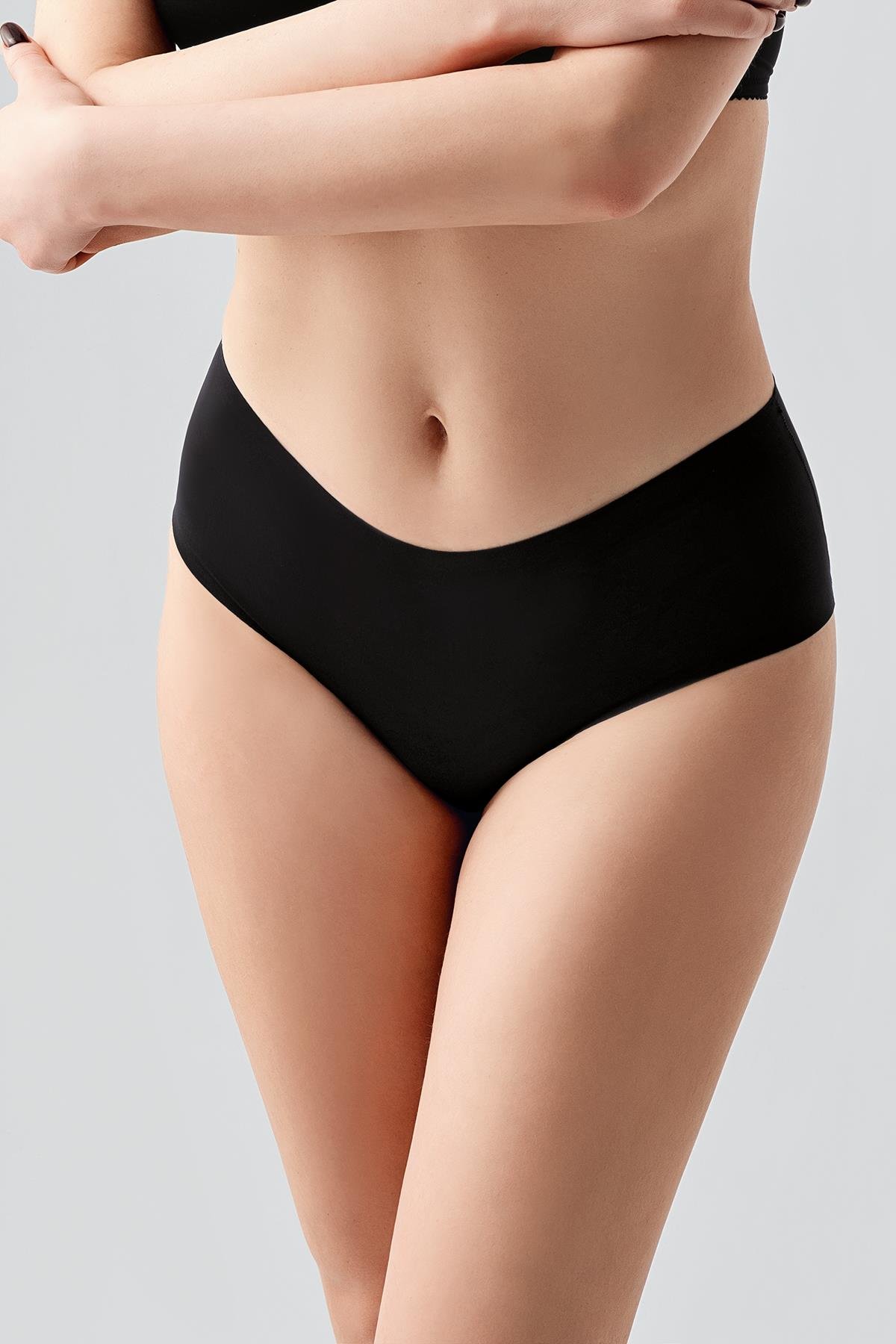 Plus Size Non-Slip High-Waisted Laser Cut Panties C19202 Black