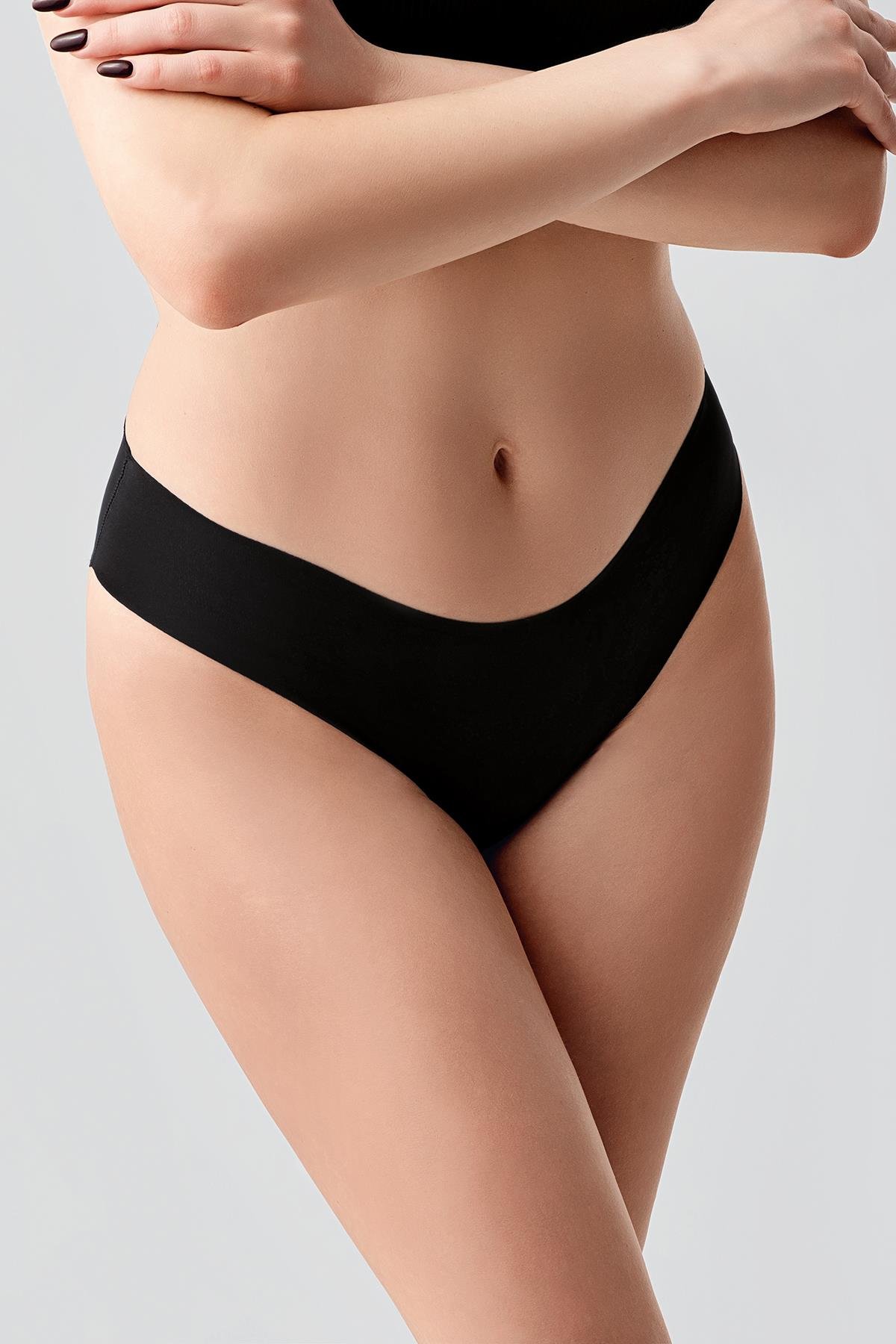 Non-Slip Waist Laser Cut Slip Briefs C19203 Black