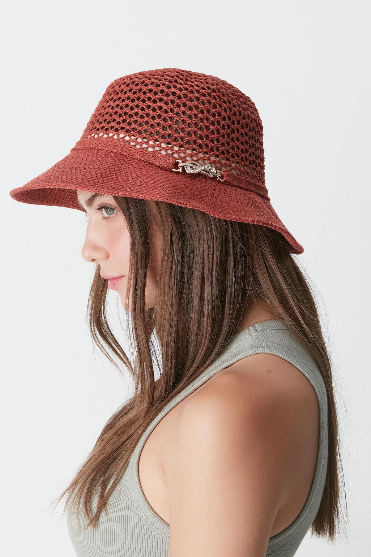 Mercerized Beach Hat T24740-16 Brick Color