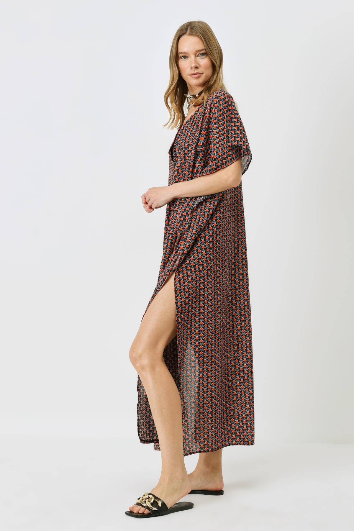 C&City Büyük Beden Elbise Pareo 2330 Çok Renkli 