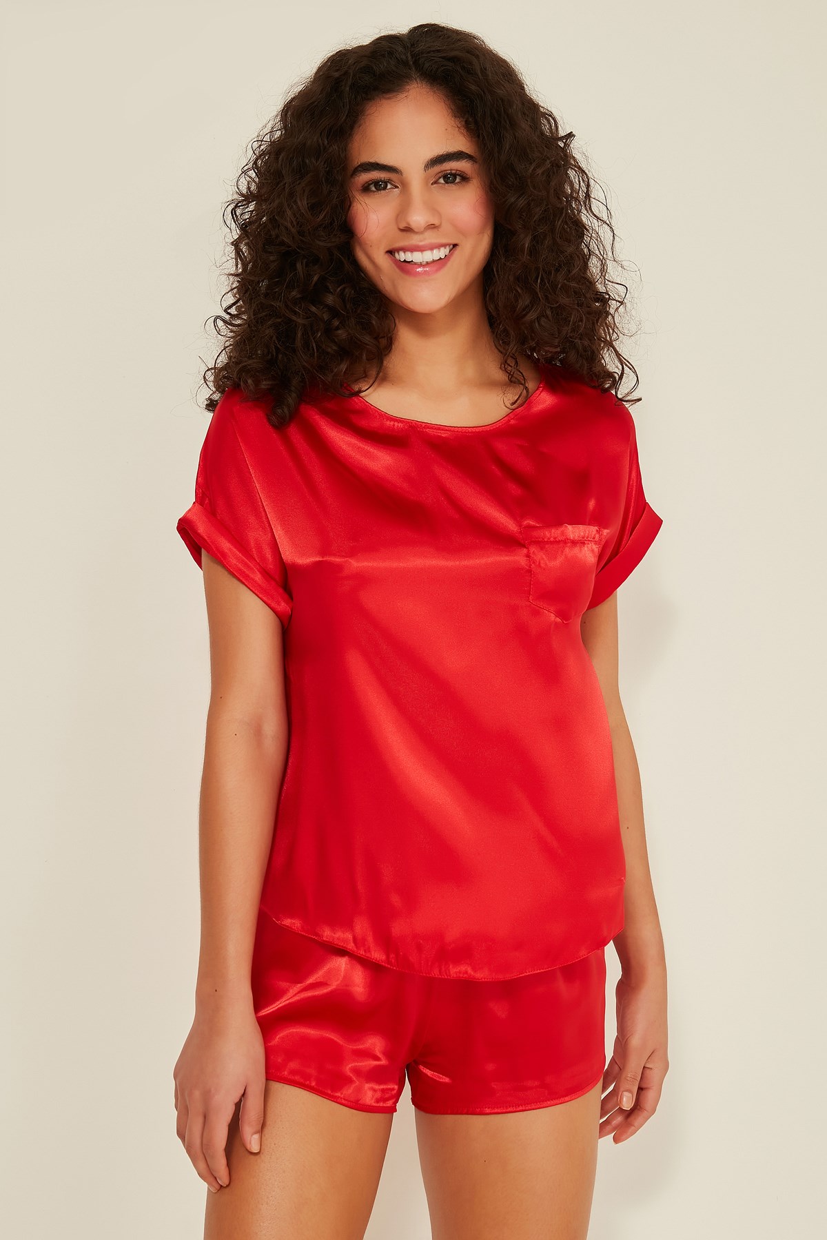 C&City 080 Women Satin Pyjama Set Red