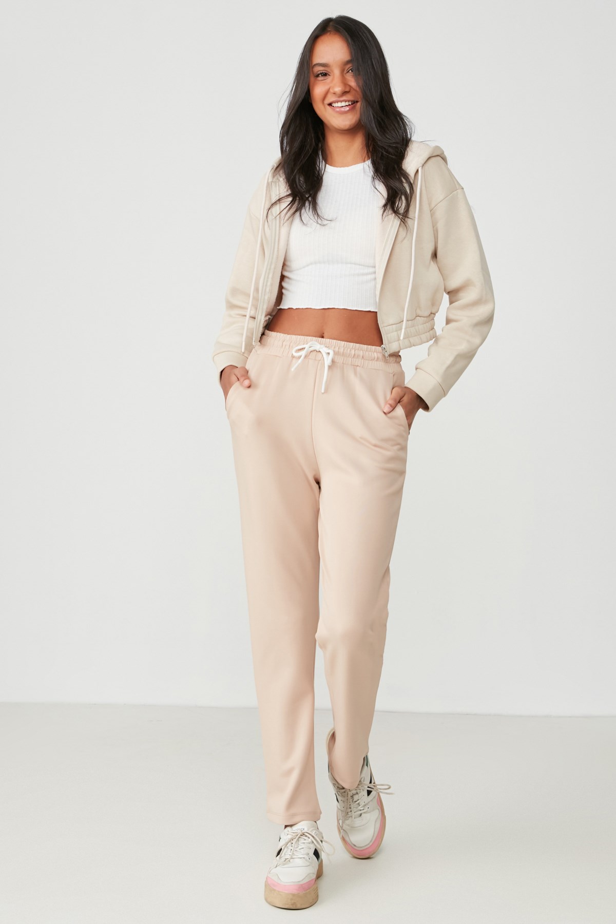 C&City Women Sweatpants 733 Milky Brown Color