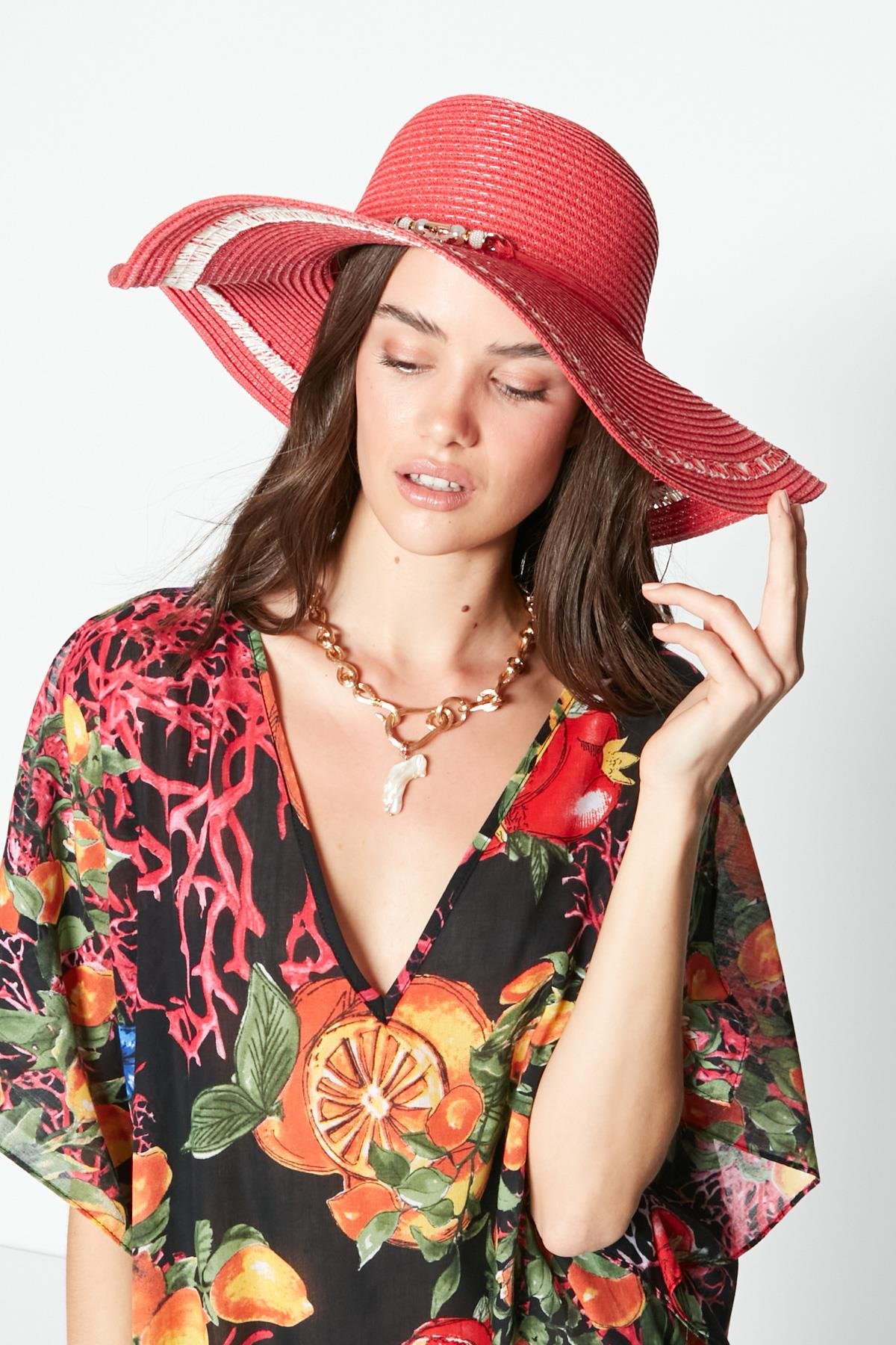 C&City Women Straw Hat Y23730-04 Fuchsia