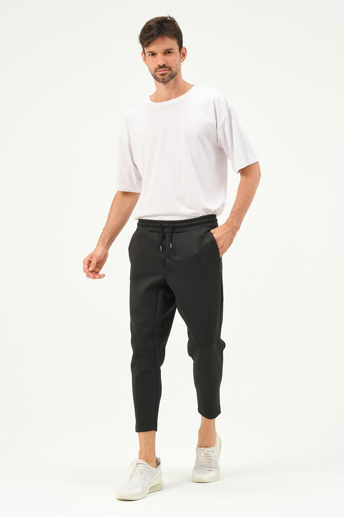 C&City Men Straight Leg Waist Detail Sweatpants 855  Black
