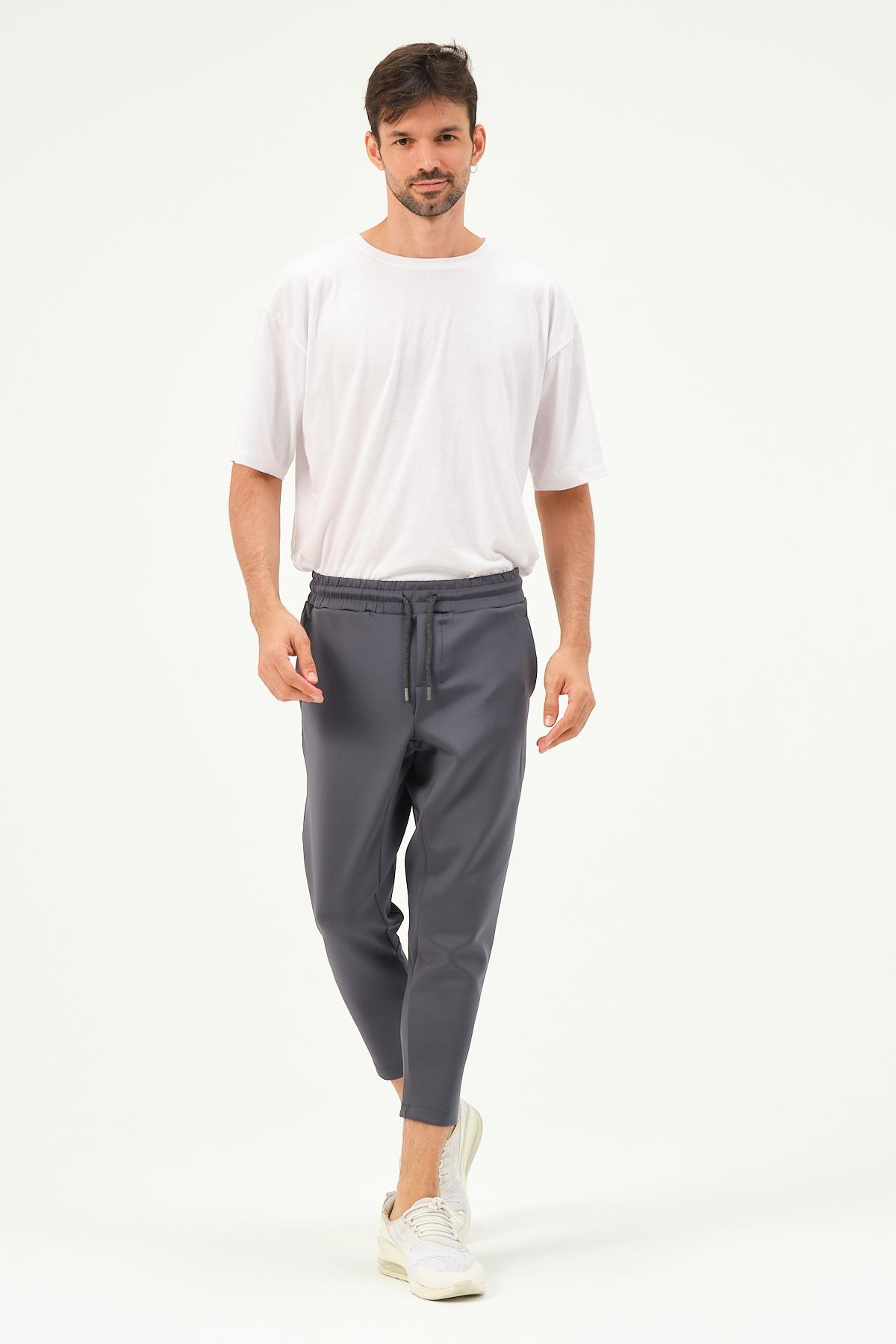 C&City Men Straight Leg Waist Detail Sweatpants 855  Smoked Color