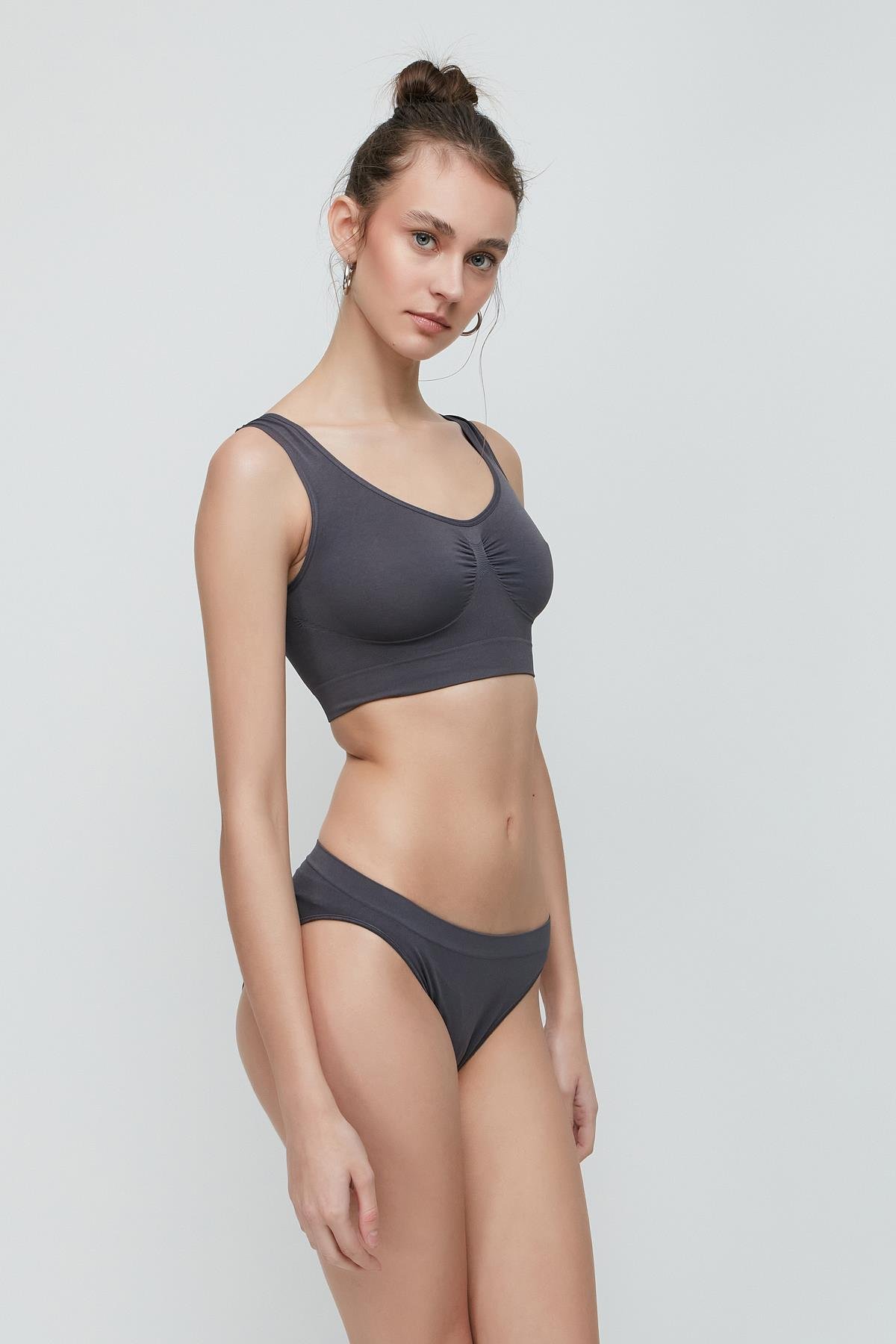 C&City Women Seamless Slip Panties 3001 Anthracite