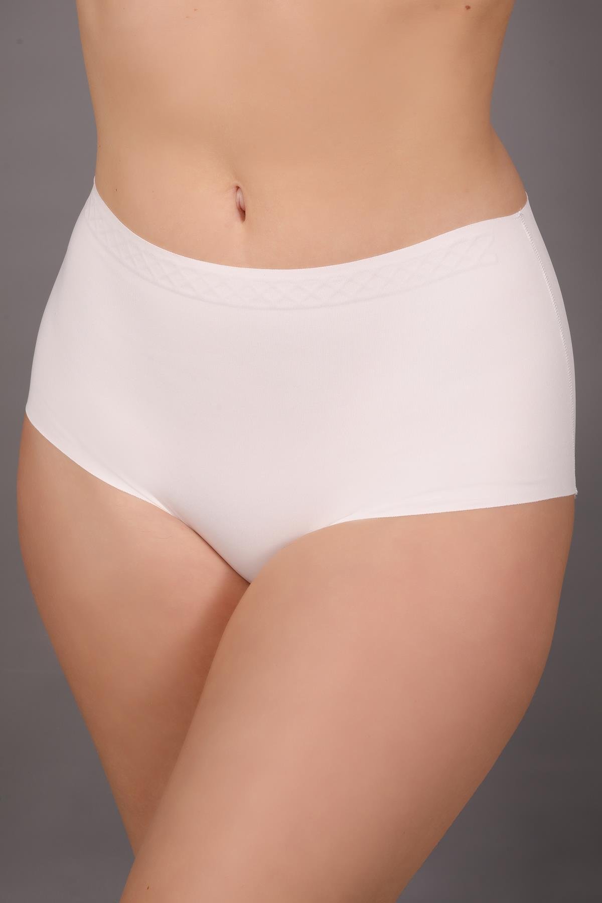 Plus Size Non-Slip High-Waisted Laser Cut Panties C19201 Ecru