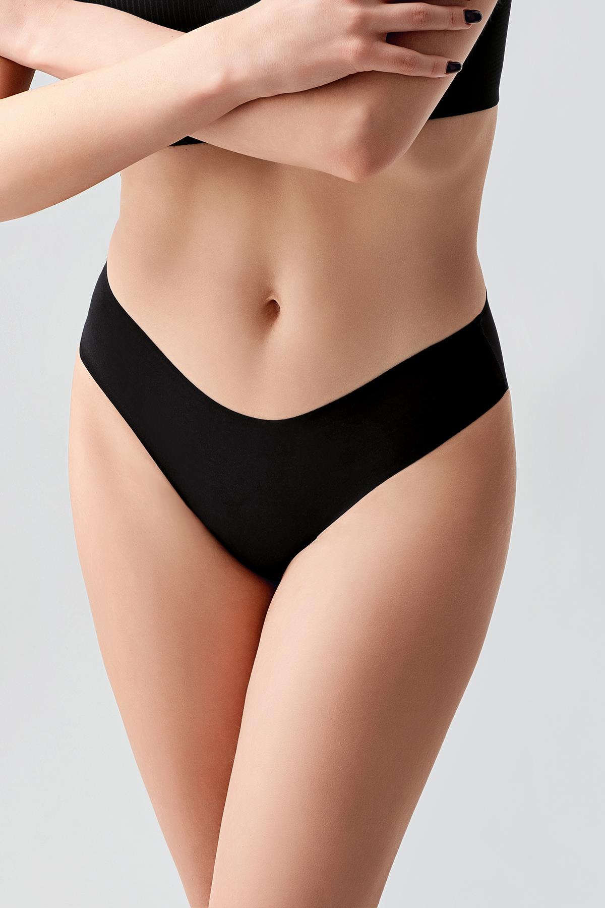 Non-Slip Waist Laser Cut Slip Briefs C19203 Black
