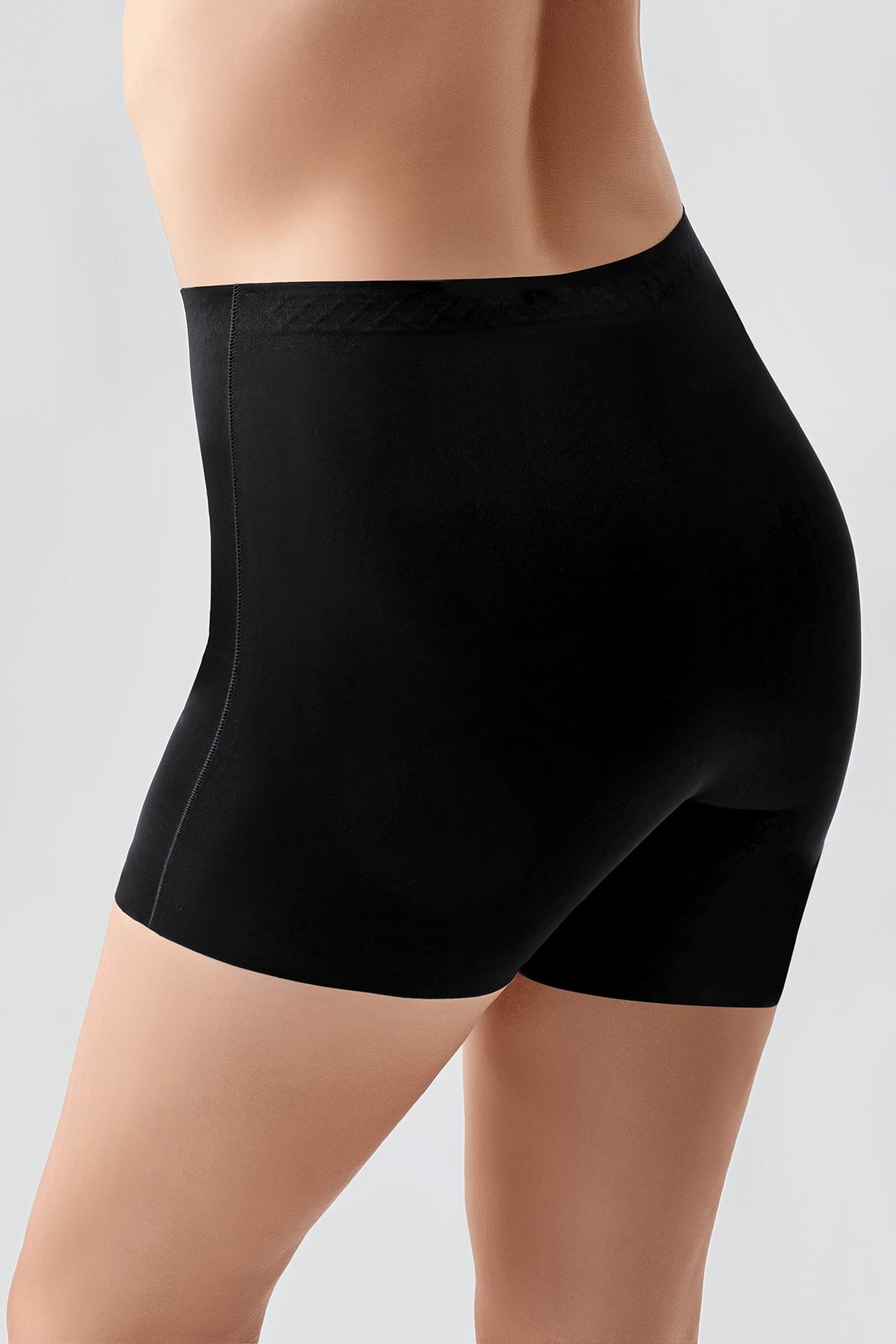 Non-Slip Waist Laser Cut Shorts C19205 Black