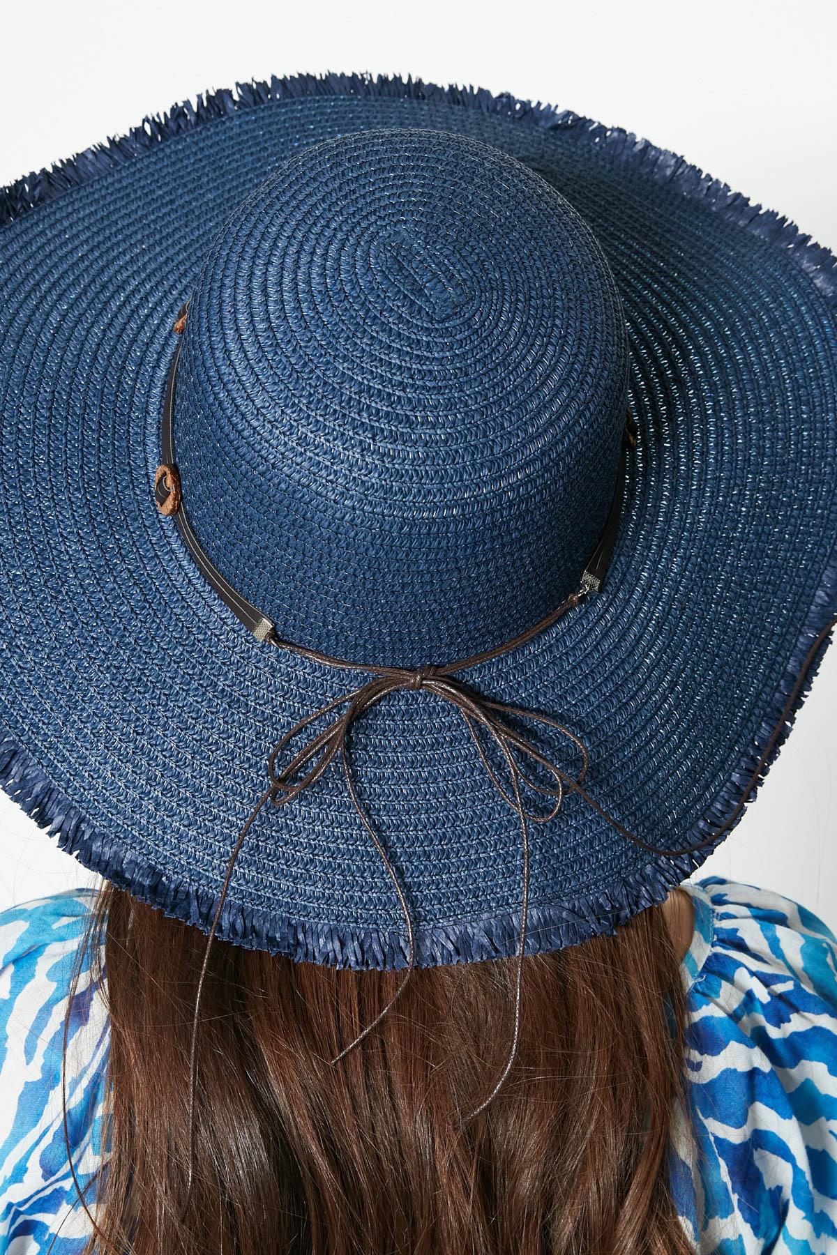 C&City Women Straw Hat Y23730-09 Navy Blue