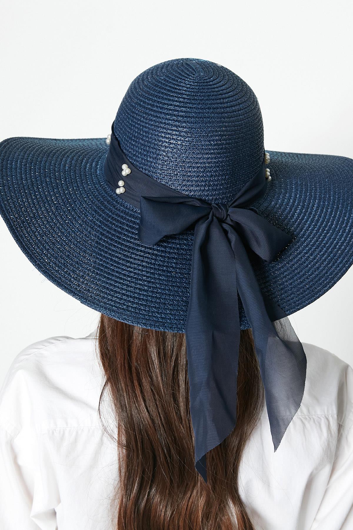 C&City Women Straw Hat Y23730-21 Navy Blue