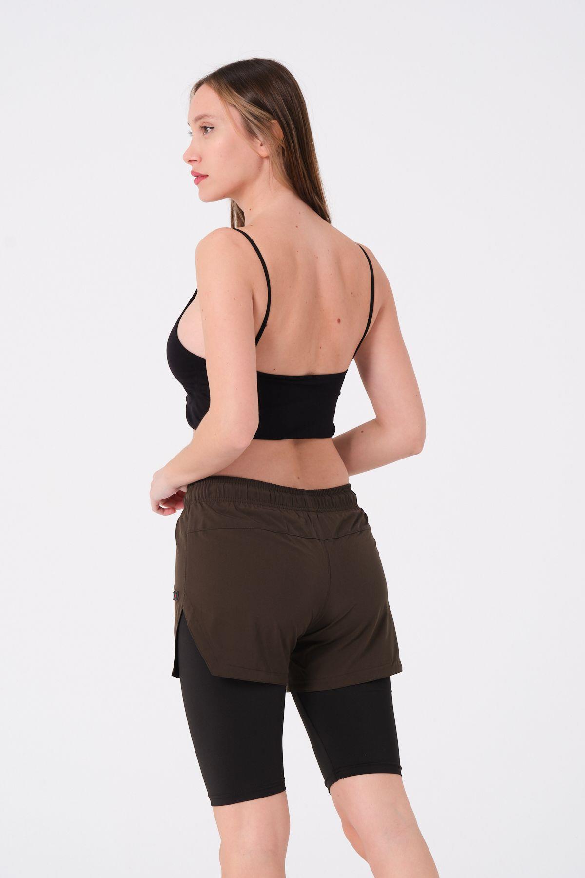 Kadın Taytlı Deniz Şort 870 Haki