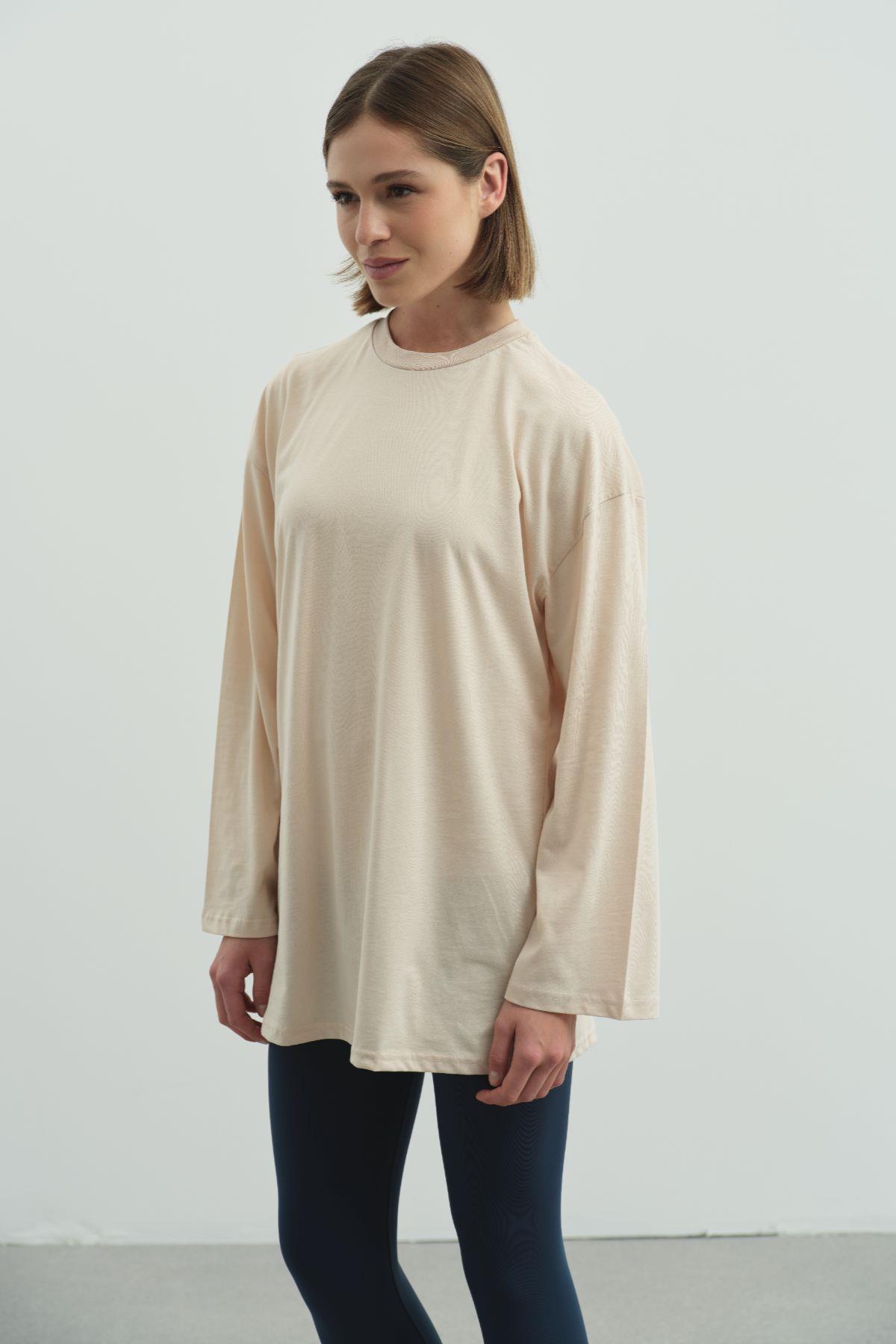 Geniş Kol Oversize 2'li Paket T-Shirt 964 Bej/Kahverengi