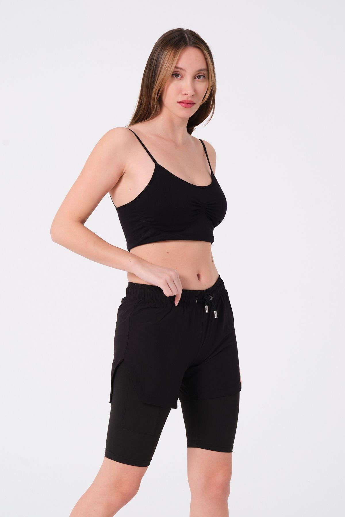 Kadın Taytlı Deniz Şort 870 Siyah