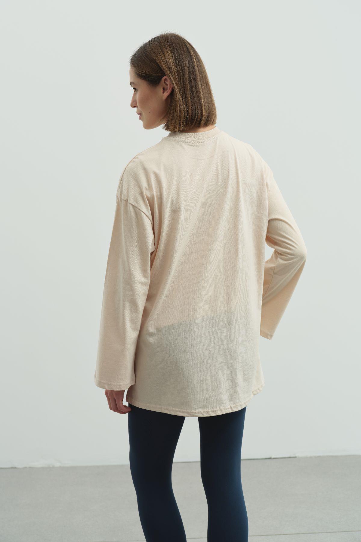 Geniş Kol Oversize 2'li Paket T-Shirt 964 Gri/Bej