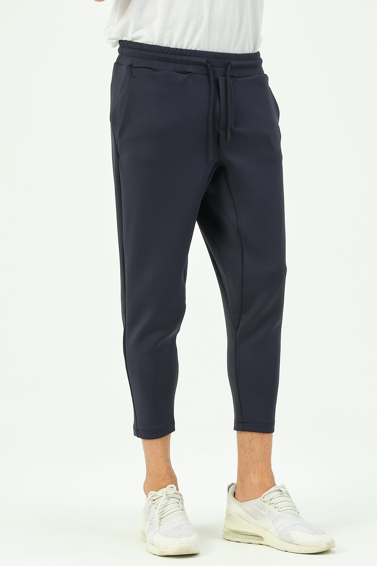 C&City Men Straight Leg Waist Detail Sweatpants 855  Navy Blue