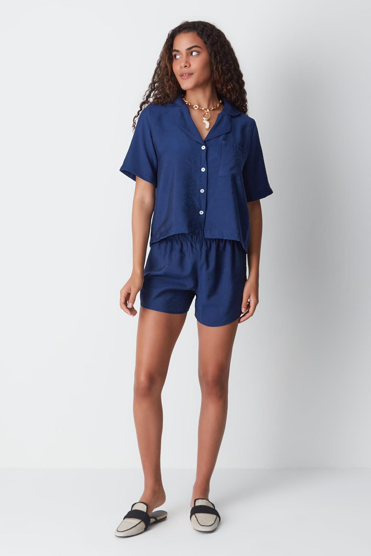 Short Sleeve Shirt and Shorts Set 9148 Navy Blue
