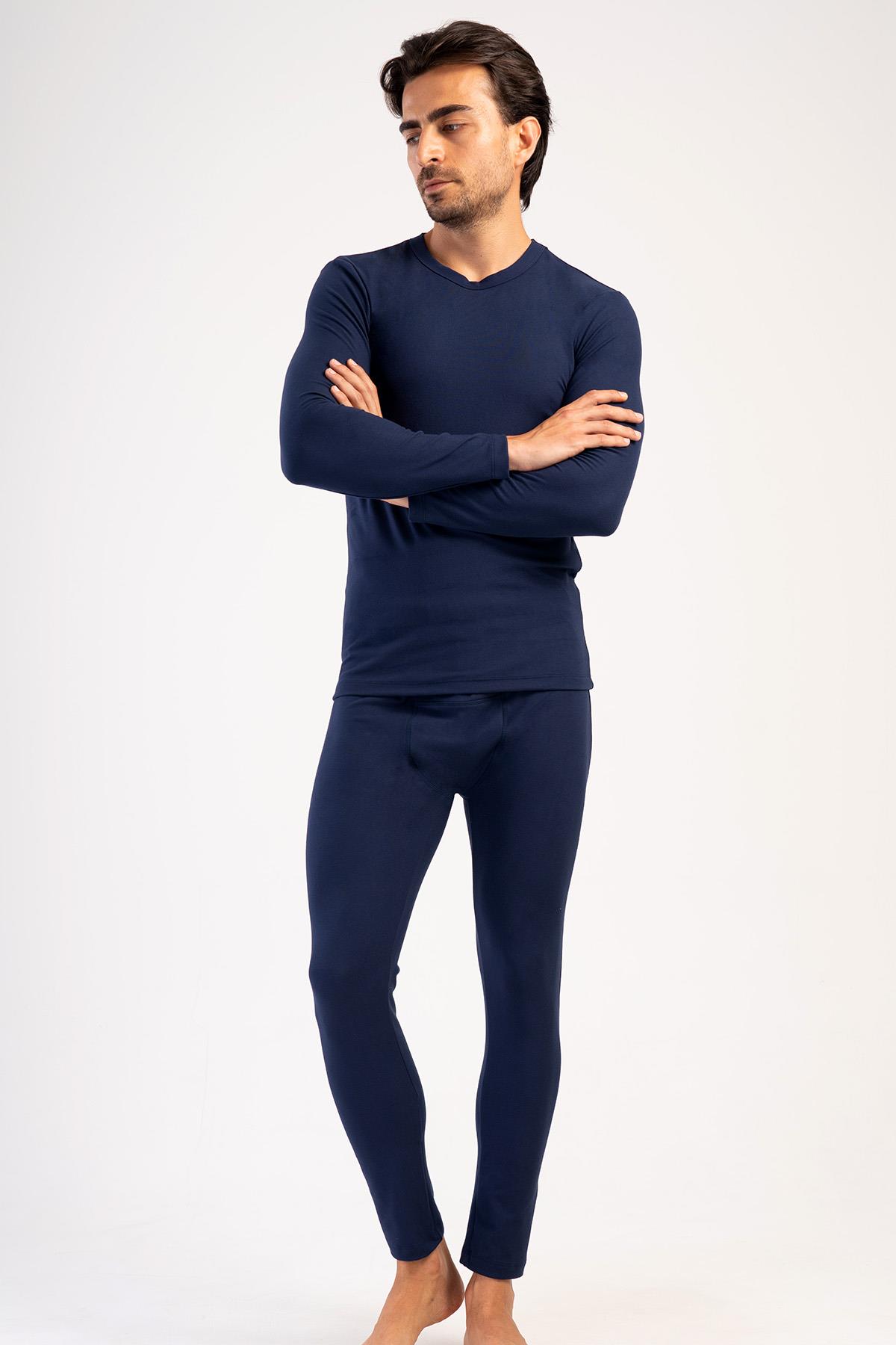 Erkek Uzun Kol Bisiklet Yaka Termal İçlik Takım 405153 / 409002 Lacivert