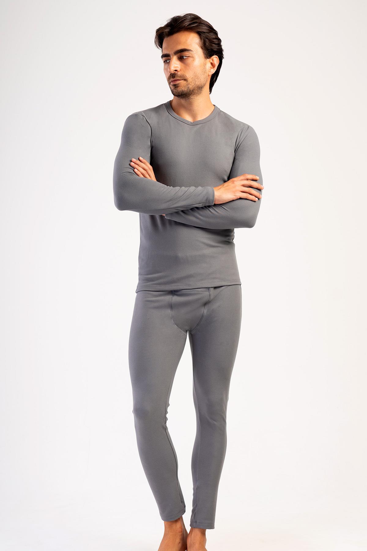 Erkek Uzun Kol Bisiklet Yaka Termal İçlik Takım 405153 / 409002 Füme