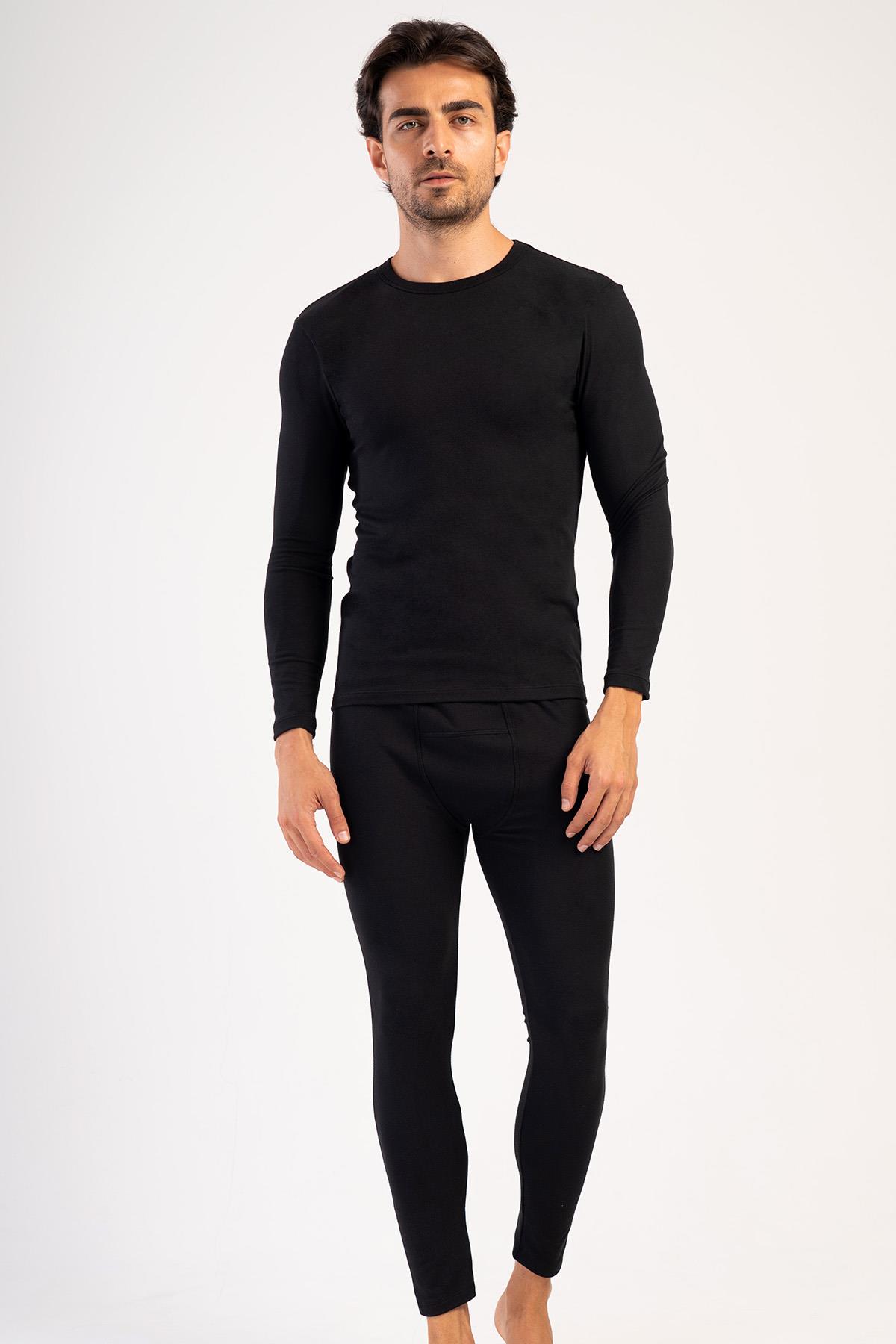 Erkek Uzun Kol Bisiklet Yaka Termal İçlik Takım 405153 / 409002 Siyah