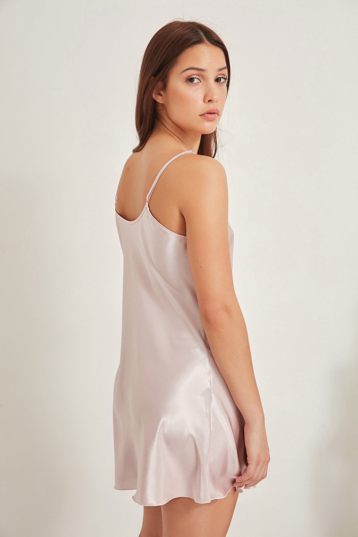 C&City Women Satin Nightgown 005 Powder
