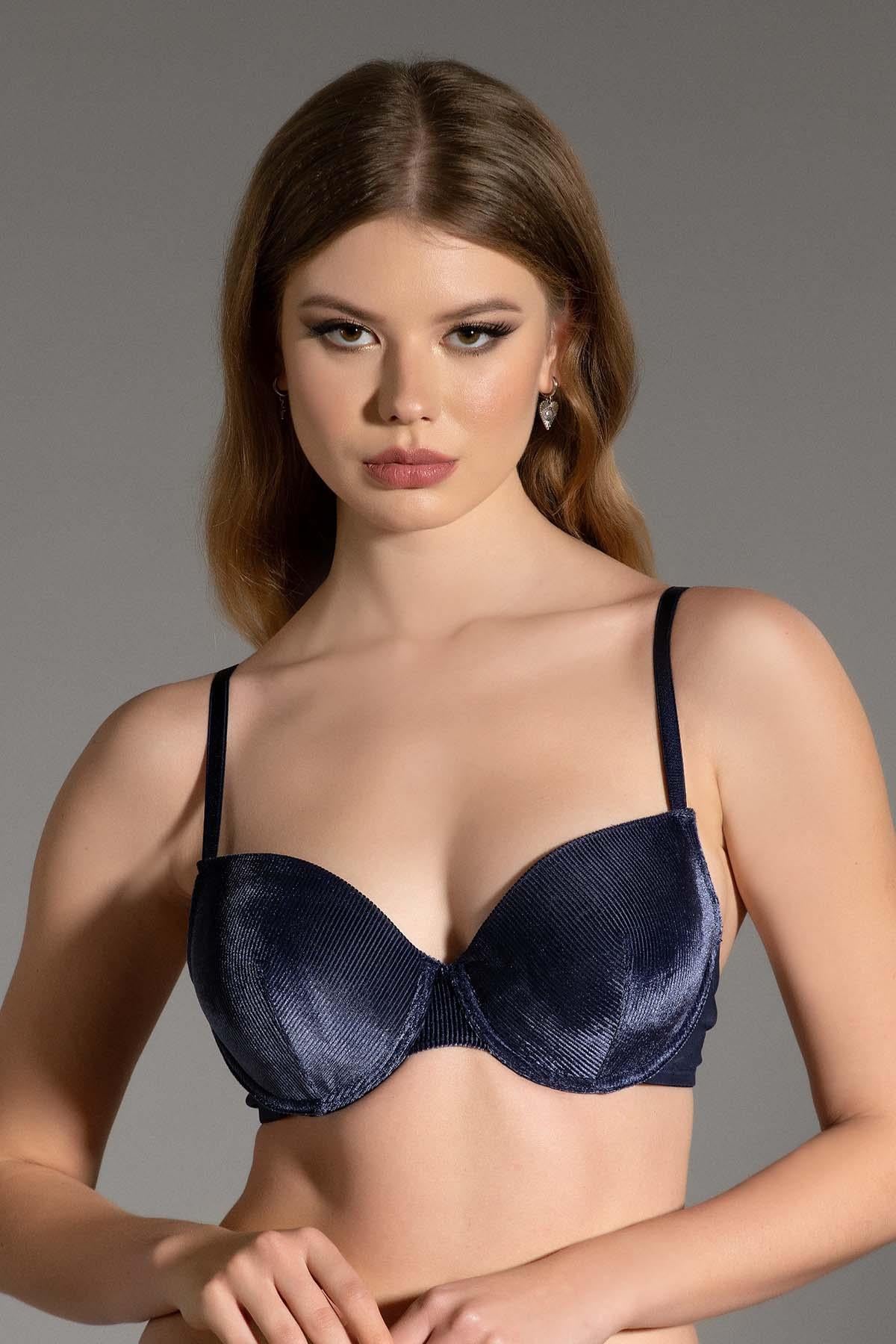 C&City Velvet Non-Padded Bra C18200 Blue