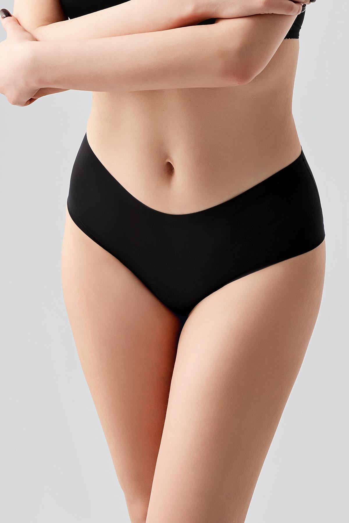 Plus Size Non-Slip High-Waisted Laser Cut Panties C19202 Black