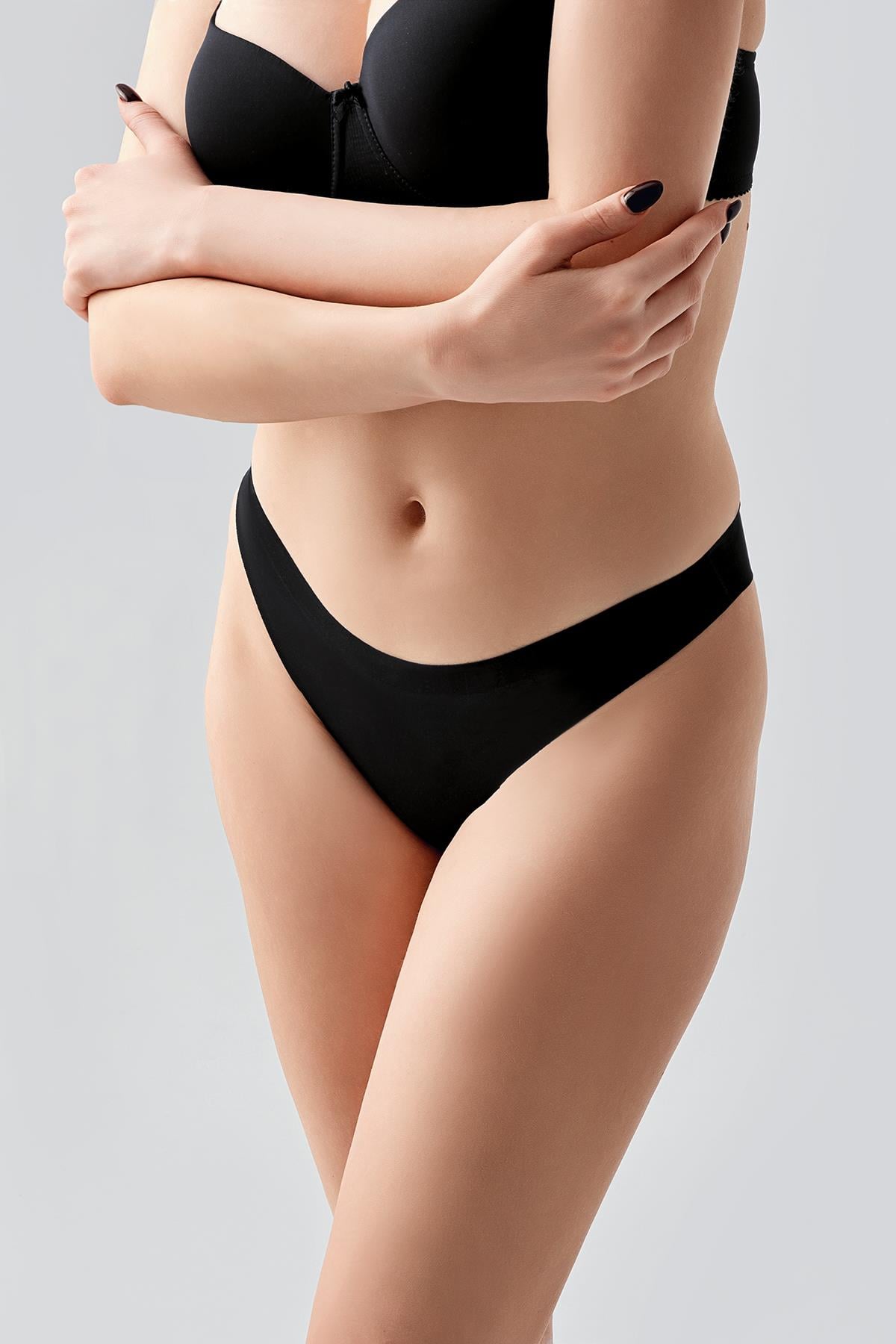 Non-Slip Waist Laser Brazilian Briefs C19204 Black