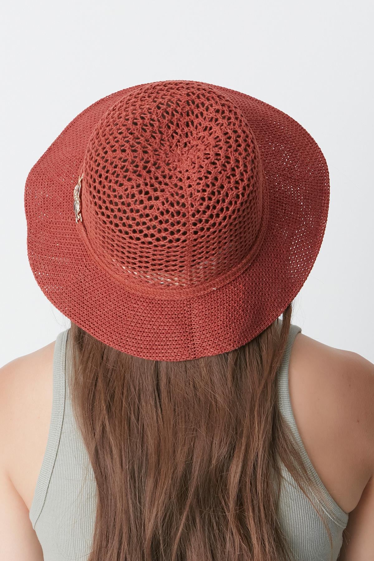 Mercerized Beach Hat T24740-16 Brick Color