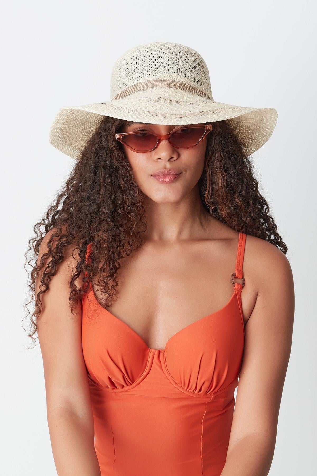 Mercerized Beach Hat T23740-15 Light Beige