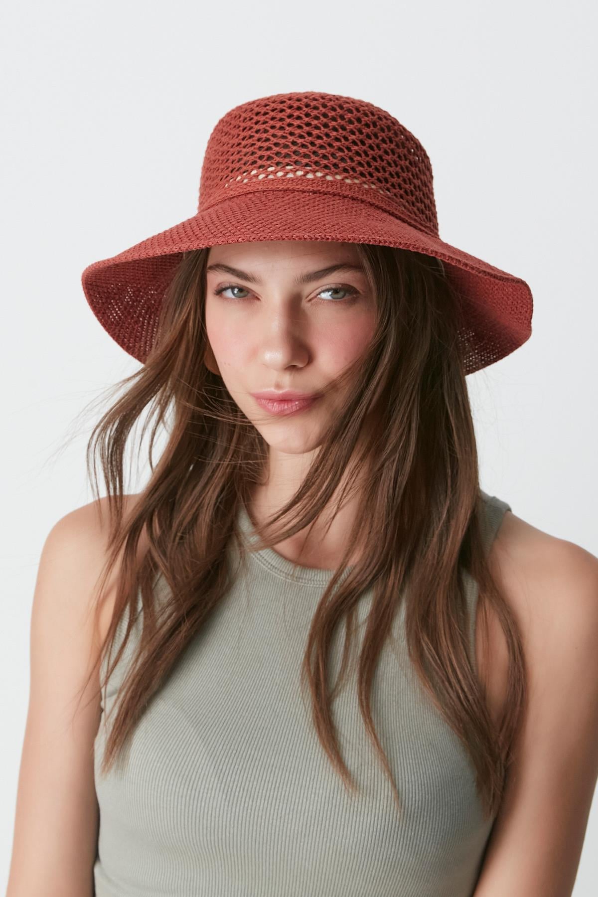 Mercerized Beach Hat T24740-16 Brick Color