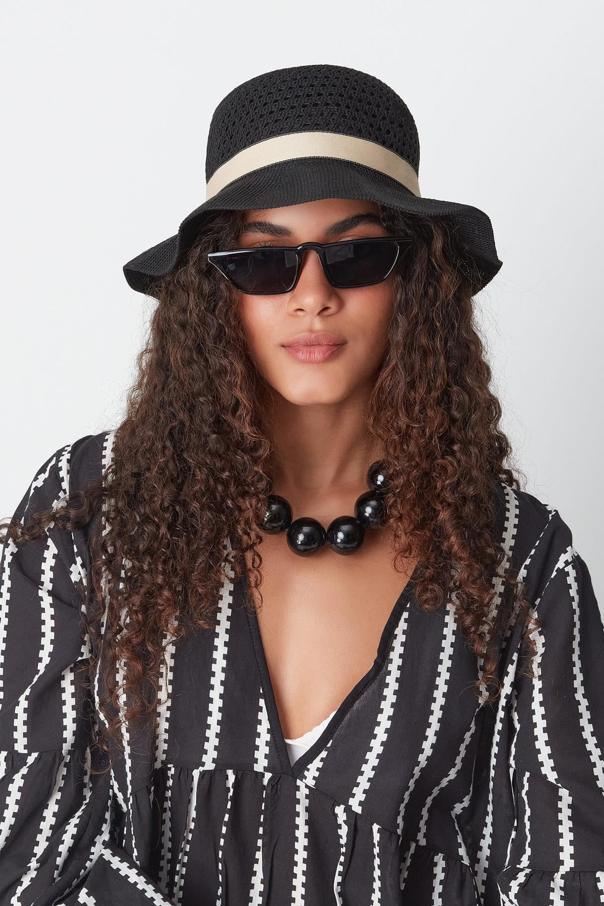 Mercerized Beach Hat T24740-14 Black